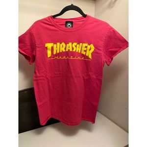 Mens Thrasher Pink & Yellow Logo T-Shirt